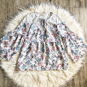 Decree floral bell sleeve top